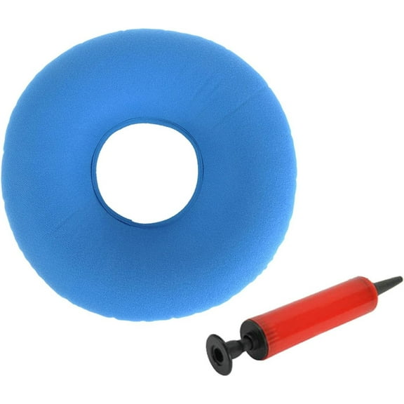 1 Pcs Round Wheelchairs Seat Cushion,Portable Inflatable Hemorrhoid Seat,Donut Pillow for Bed Sores,Donut Cushion Seat with Air Pump,for Tailbone Pain Relief (15" Blue)