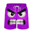 thumbnail image 4 of Telankuip Men's Spring and Summer Funny Expression Printing Beach Shorts Drawstring Elastic Waiste Swim Trunks Loose Breathable Quick Dry Comfy Five Point Board Shorts 2-Purple L, 4 of 4