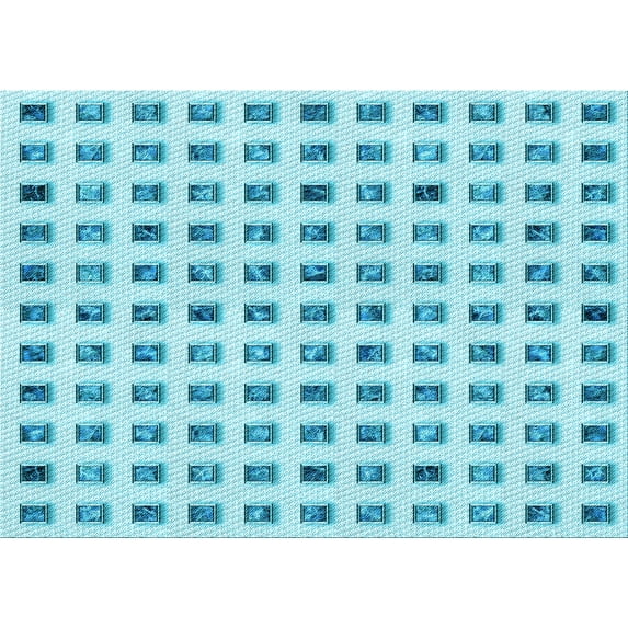 Ahgly Company Machine Washable Indoor Rectangle Transitional Tron Blue Area Rugs, 2' x 3'