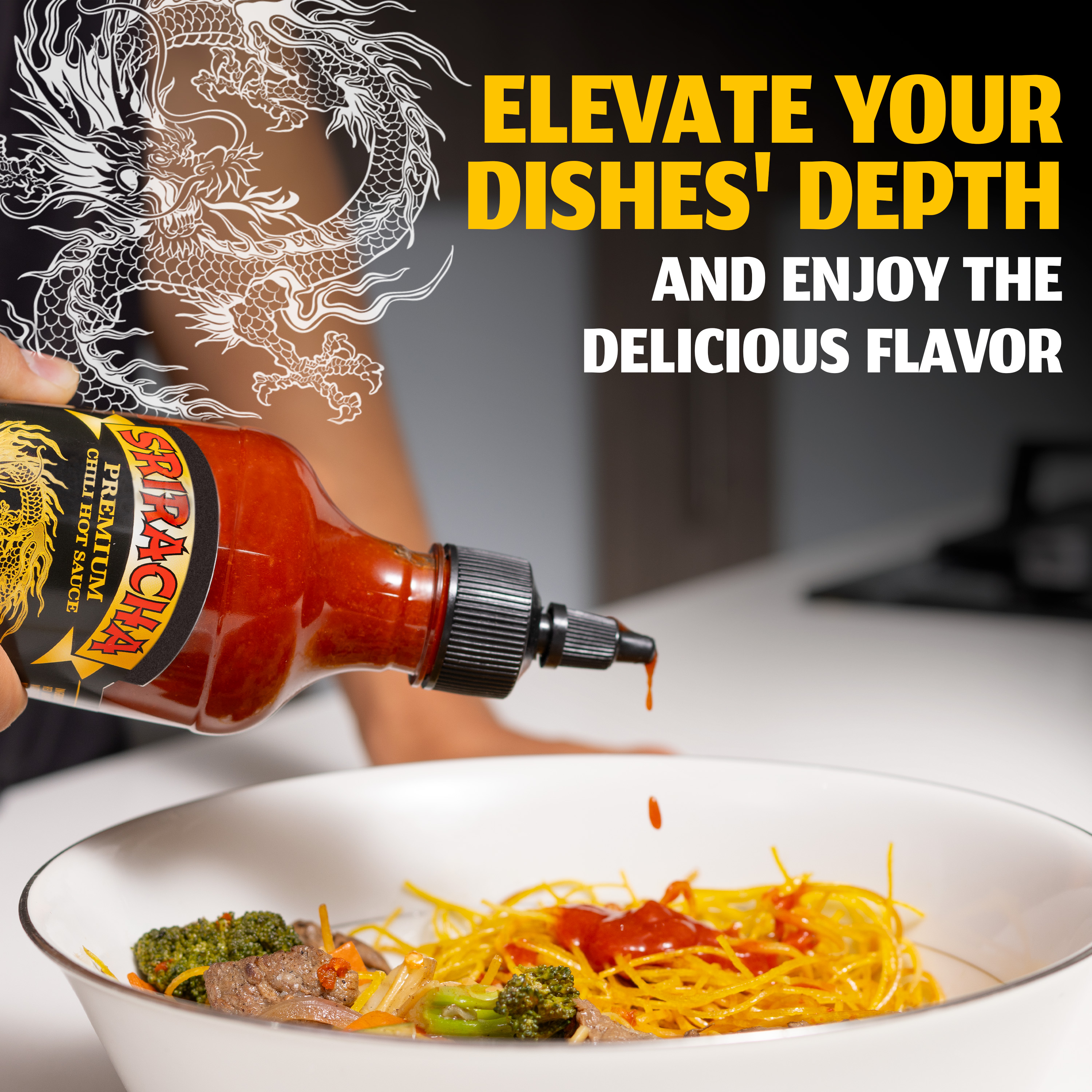 Underwood Ranches New Limited Dragon Sriracha made from the Red Jalapeno Peppers that started the Sriracha Movement! Pack of three Easy Squeeze 17 oz Bottles