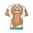 thumbnail image 3 of Daiia Cute Sloth In Yoga Pose Tree Hawaiian Shirt for Men Gentle Cotton Regular Short Sleeve Casual-Small, 3 of 9