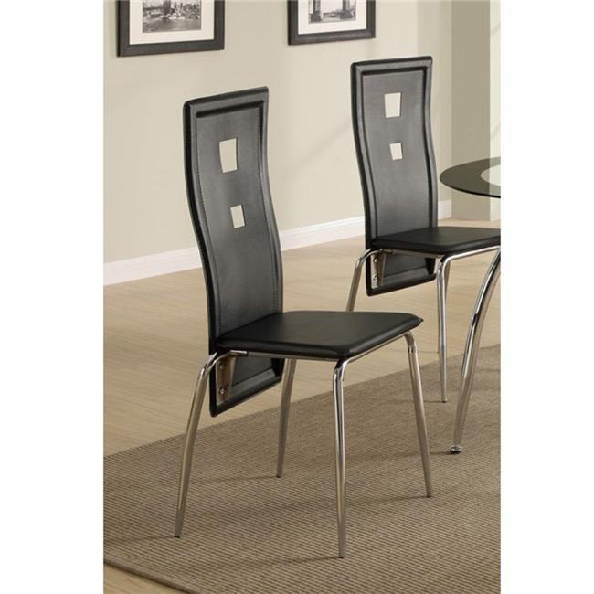 41 x 19 x 22 in. Metal Dining Chair with Cutout Back, Black & Chrome Set of 2