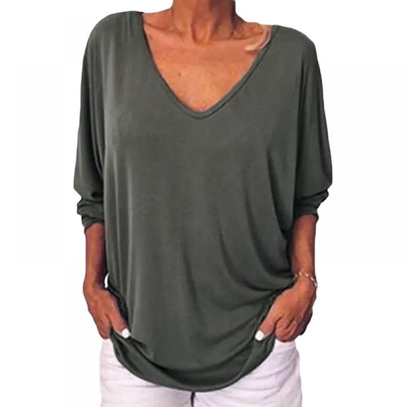 Yinrunx Oversized T Shirts for Women/ T Shirts for Women 3/4 Sleeve T Shirts for Women V Neck T Shirts Women T Shirt Dresses for Women Summer T Shirts for Women Fashion V Neck Blouses Shirts for Women