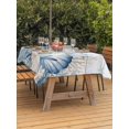 thumbnail image 3 of Outdoor Tablecloth with Umbrella Hole for Patio/Picnic/Party/Camping, Navy Blue Coastal Waterproof Table Cloth Rectangle Table Cover Washable, Shell Starfish Coral Nautical Wooden Ocean (60"x 120"), 3 of 9