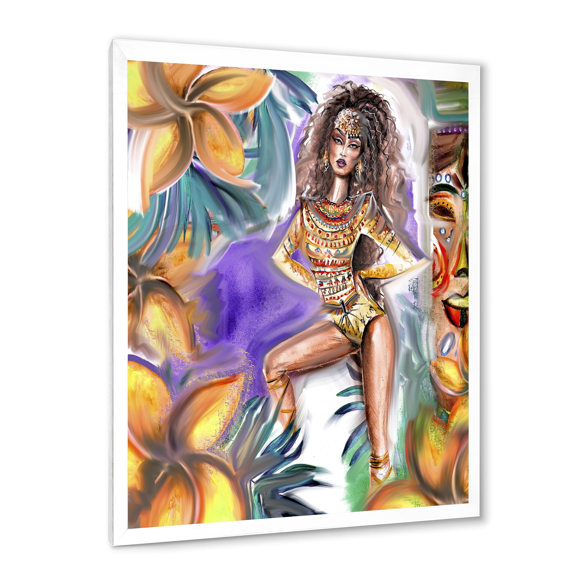 Designart 'Tropical Amazon Warrior Woman ' Traditional Framed Art Print