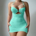 thumbnail image 2 of Womens Fashion 2026 Women's Sexy Bodycon Mini Lingerie Dress with Thong Set - Sheer Mesh Ruched Chain, 2 of 2