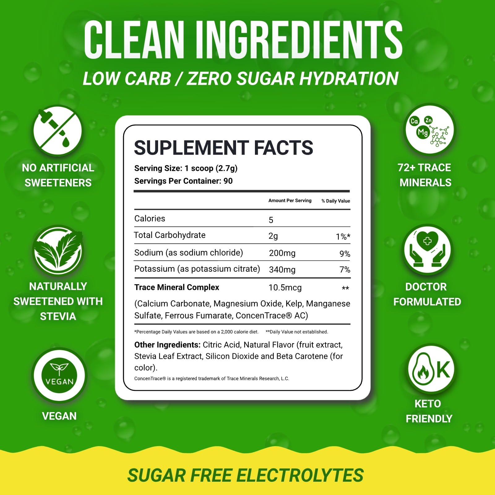 Dr. Price’s Electrolyte Mix – Lemon Lime Flavor, 90 Servings | Sugar-Free Hydration Powder with Trace Minerals | Gluten-Free, No Sugar