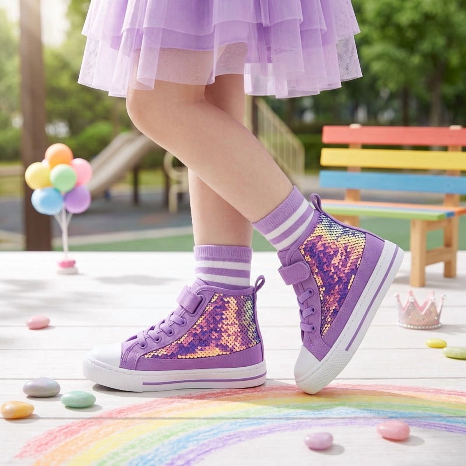 Kushyshoo Purple High Top Girls Toddler Sneakers photo 6