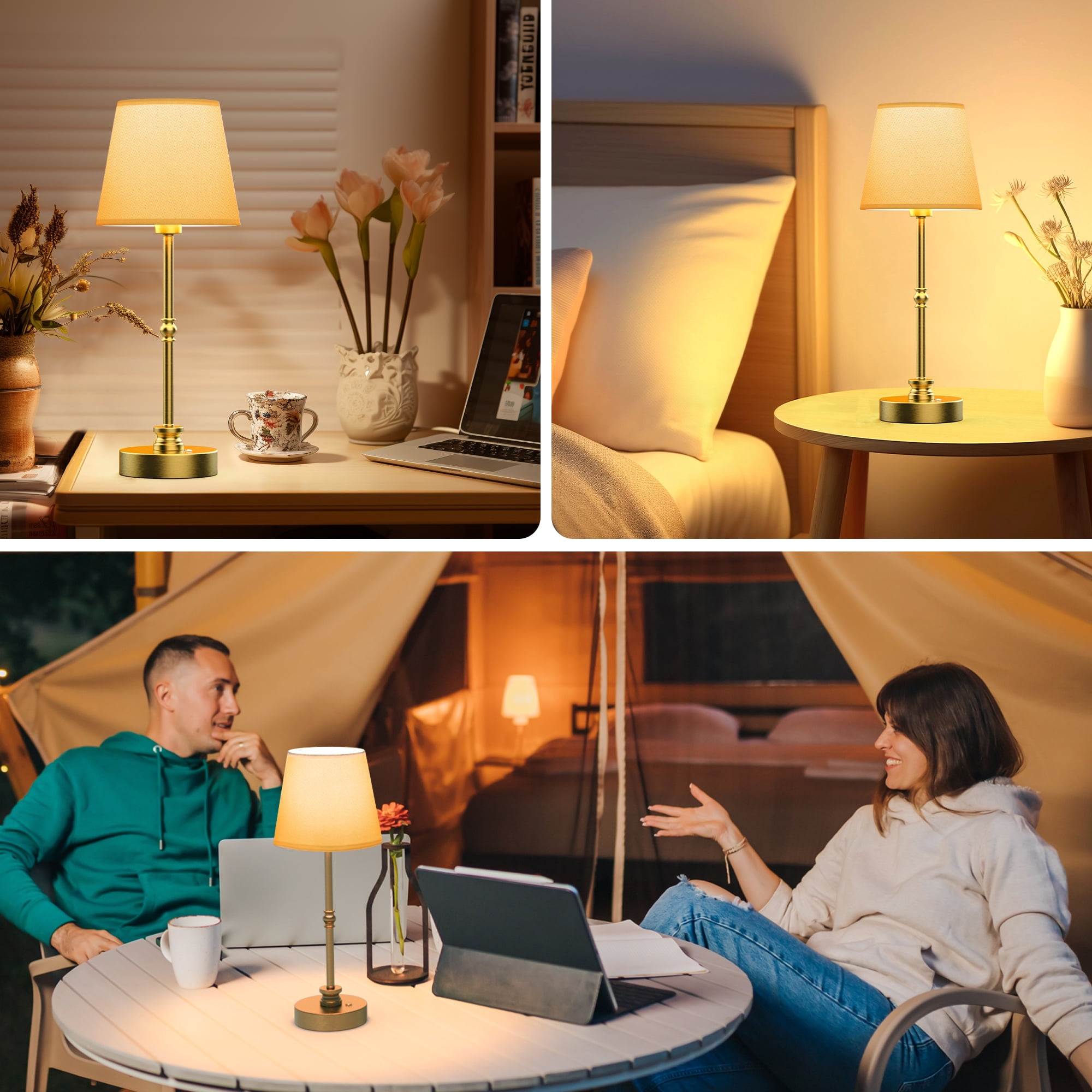 Rechargeable Table Lamp Cordless,5200mAH Battery Powered LED Lamp,2700k,Stepless Dimming,Portable Touch Control Lamp for Dining Room, Living Room,Bedroom etc,Antique Brass,1 Pack