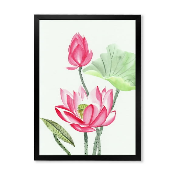 Designart 'Ancient Pink Lotus Flower' Traditional Framed Art Print