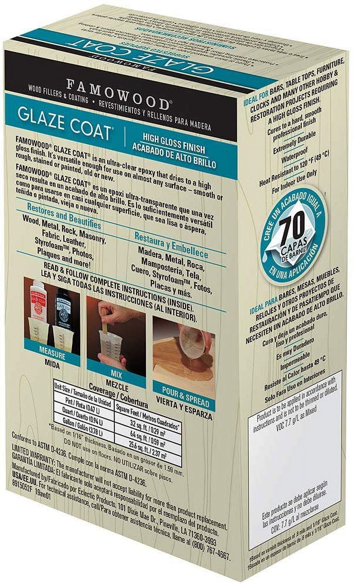 Famowood 5050060 Glaze Coat Epoxy Adhesive Kit - Pint Clear