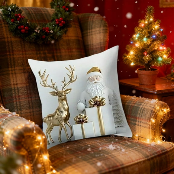 hengsof 45x45cm Christmas Pillow Cover Decorative Cushion for Sofa Holiday Seating Accents Living Room Bedroom Home Decor Perfect for Christmas