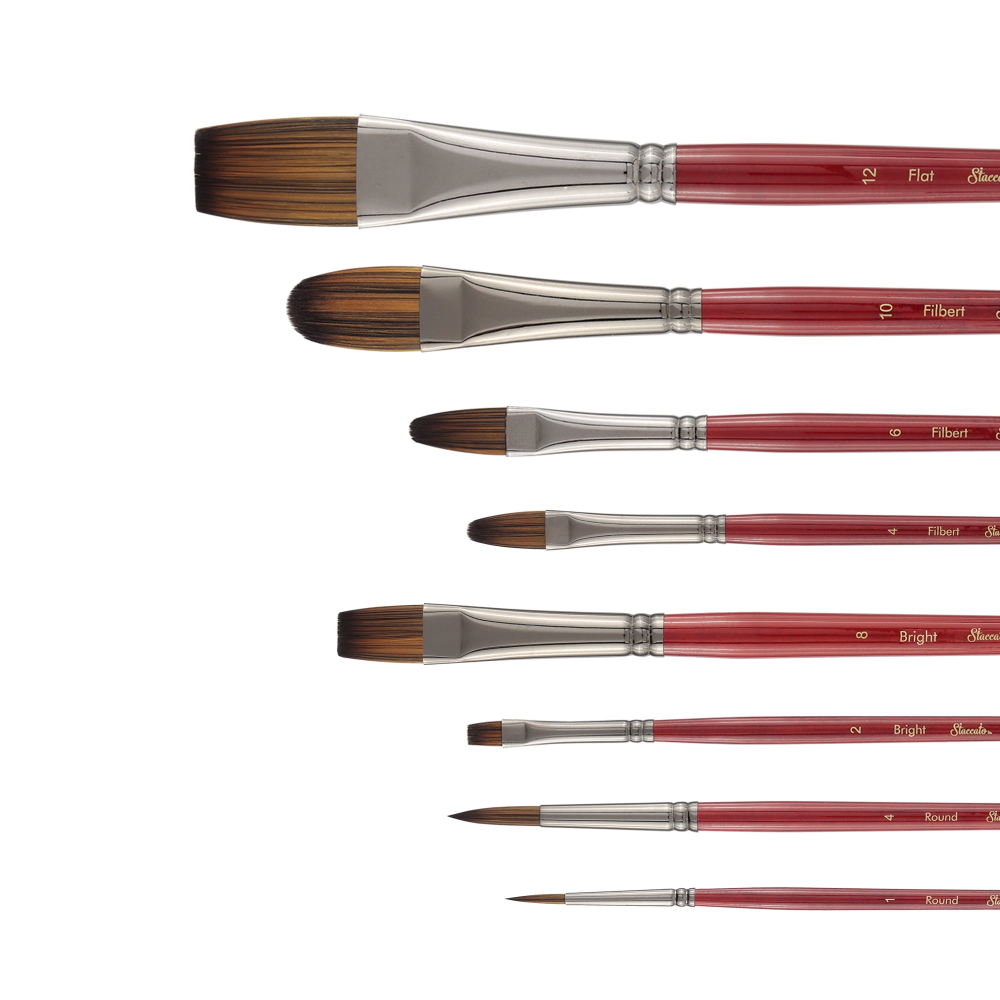 Creative Mark Artist Staccato Paint Brush Set of 8, Short Handle Paintbrushes for Acrylics, Watercolor & Gouache, Includes Organizer Traveling Case