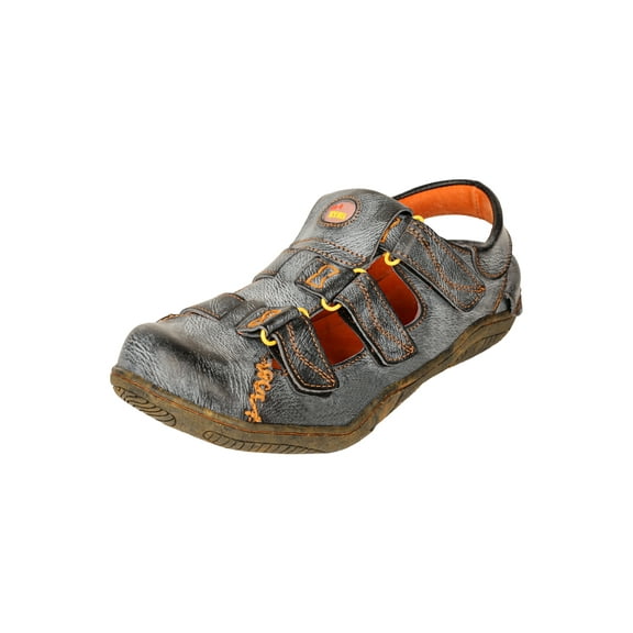 TMA EYES Women's Hook and Loop Closed-Toe Leather Sandal