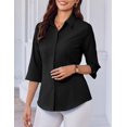 thumbnail image 6 of Zeagoo Women Work Shirts Button Down Three Quarter Sleeve Short Sleeve Office Blouses for Women, 6 of 7