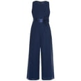 thumbnail image 3 of Sholeno Combinaisons Sans Manches pour Filles, Robe de Mariage Formelle en Chiffon, Combinaison de Danse Bleu Marine 16, 3 of 7