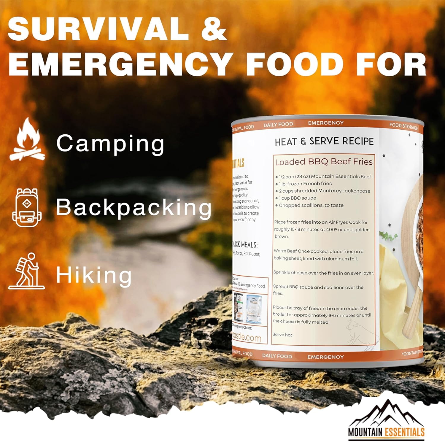 (Pack of 1) MOUNTAIN ESSENTIALS All Natural Fully Cooked Ready to Eat Canned Beef 28 Oz Gluten Free | No Carbs | No Water Added | No Artificial Ingredients