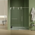 thumbnail image 3 of 56"-60"W x 70"H Sliding Shower Door, Frameless Shower Door with Premium 5/16"(8mm) Thick Tempered Glass, Brushed Nickel Finished and Towel Bar, Water Repellent Shower Glass Door for Bathroom, 3 of 7