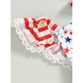 thumbnail image 6 of Hirigin Infant Baby Girl 4th of July Outfit American Flag Romper 3 6 12 18 Months Ruffle Sleeve Backless Bodysuit Jumpsuit with Headband Set, 6 of 8