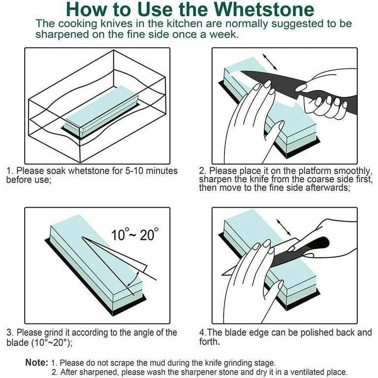 Secura Whetstone Knife Sharpening Stone Set 1000 6000 Grit Double Side Water Stones Sharpener with Flattening Stone Non Slip Base and Angle Guide
