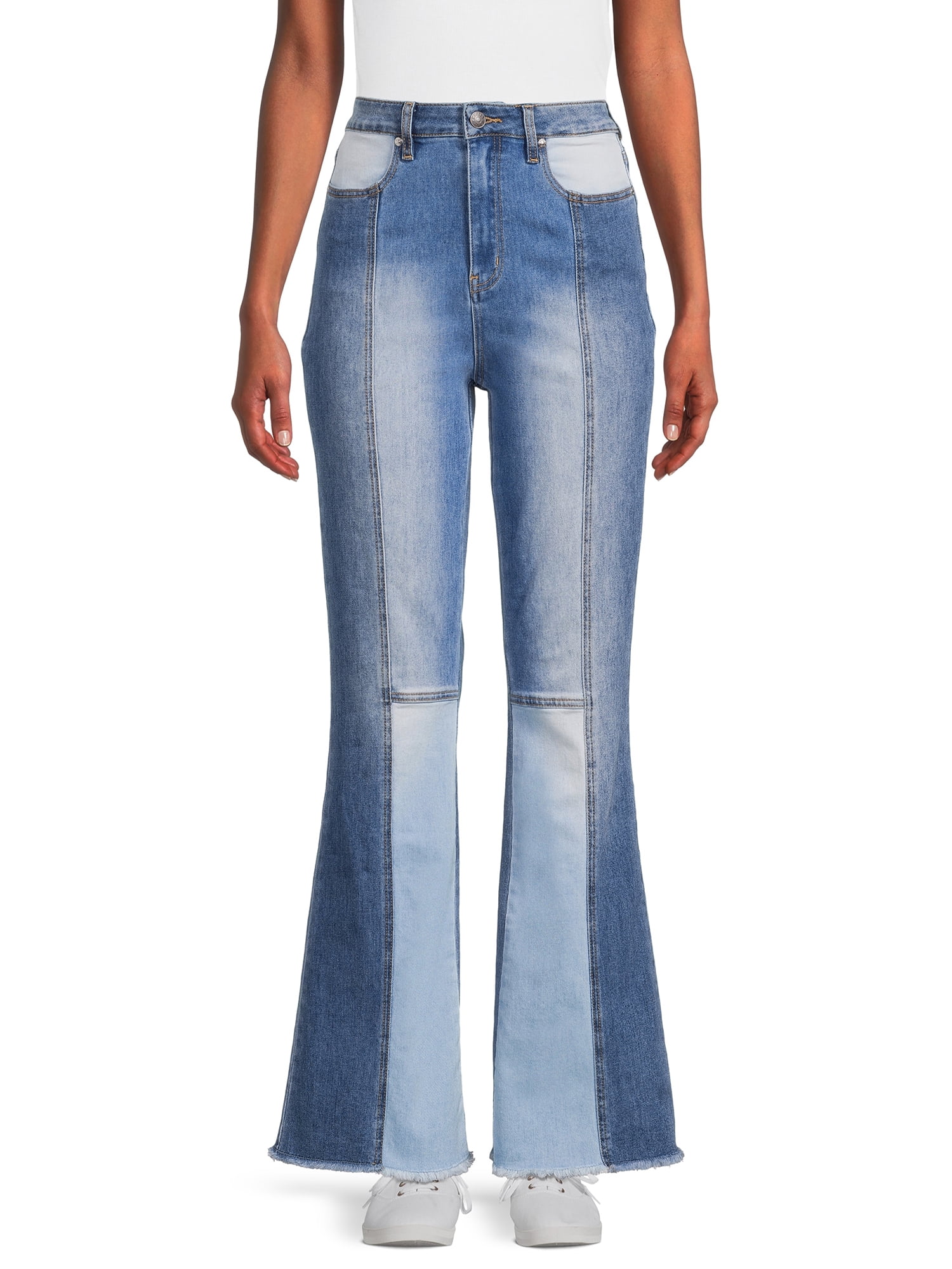 Madden NYC Junior's Patchwork Flare Jeans