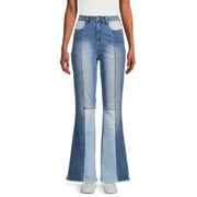 Madden NYC Women's and Junior's Patchwork Flare Jeans