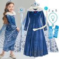 thumbnail image 3 of Disfraz de Elsa, reina de las nieves de Disney para niñas, vestido de Elsa, traje de cosplay de Frozen, disfraz de princesa de las nieves, traje de fiesta de cumpleaños de Halloween, 3 of 5