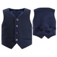thumbnail image 7 of iiniim Boys Formal Suit Vest Classic Fit V-Neck Single Breasted Dress Waistcoat for Kids Navy Blue 16, 7 of 7
