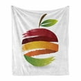 thumbnail image 1 of Fruit Soft Flannel Fleece Blanket, Abstract Colorful Stripes Fresh Apple Design Ecology Environment Themed Illustration, Cozy Plush for Indoor and Outdoor Use, 50" x 60", Multicolor, by Ambesonne, 1 of 6