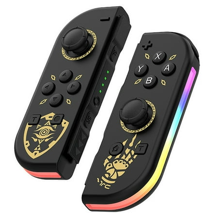 Joypad Controller (L/R) Compatible with Nintendo Switch Controller, Wireless Game Controller Support Dual Vibration/Motion Control/RGB Light (Black Gold)
