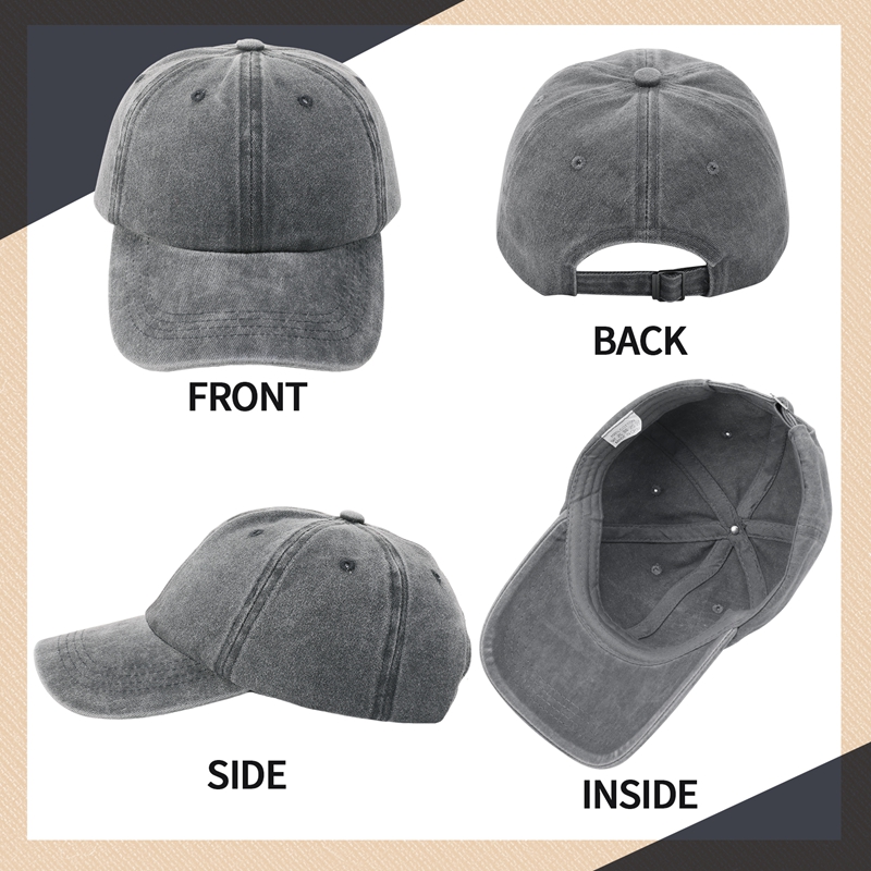 Bocaoying Washed Cotton Baseball Caps, Pack of 3 photo 7