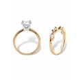 thumbnail image 2 of PalmBeach Jewelry Round Cubic Zirconia 2-Piece Solitaire and Vine Wedding Ring Set 2.40 TCW Yellow Gold-Plated, 2 of 6