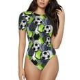 thumbnail image 2 of Goofa Football Printed Women Rash Guard Short Sleeve,Tummy control Swimsuit Surfing Swimsuit Bathing Suit One Piece Swimsuit UPF 50-, 2 of 9