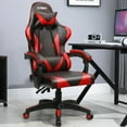 thumbnail image 3 of Gymax Chaise de Bureau Pivotante Inclinable avec Support Lombaire Rouge, 3 of 10