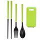 thumbnail image 1 of Juego de vajilla de plástico ABS, cuchara, tenedor, palillos, contiene vajilla plegable portátil para exteriores, color verde, 1 of 8
