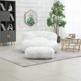 thumbnail image 5 of Bean Bag Sofa Chair, Cozy Floor Sofa with Ottoman, Bean Bag Chairs Accent Sofa Chair for Living Room Bedroom Apartment Gaming Reading Relaxing, White, 5 of 7