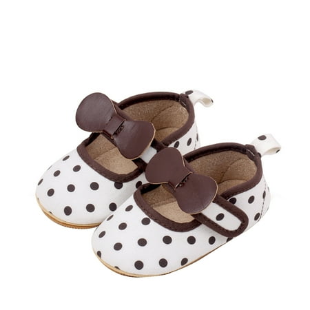 Mildsown Baby Girl Flats with Bows Soft Soles Cute Dot Print Mary Jane Shoes