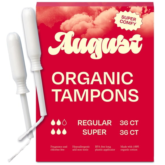 Tampones August Super + Regular 100% algodón orgánico x72