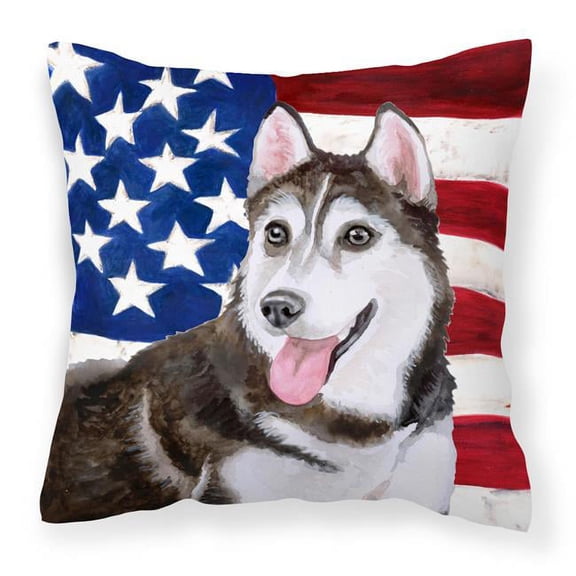 Siberian Husky No.2 Patriotic Fabric Decorative Pillow