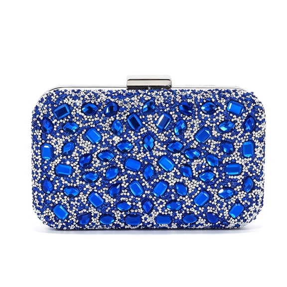 REMANLAND Women's Satin Evening Clutch, Blue