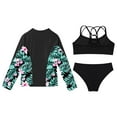thumbnail image 4 of HULIJA Kids Girls Rash Guard Set Bikini Swimsuit with Sun Protection Long Sleeve Zipper Jacket UPF Black 10, 4 of 7