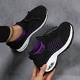 thumbnail image 3 of Womens Lace Up Sneakers Breathable Orthopedic Comfortable Non Slip Walking Shoes Casual Stretchy Athletic Sock Shoes Purple Size 8, 3 of 8
