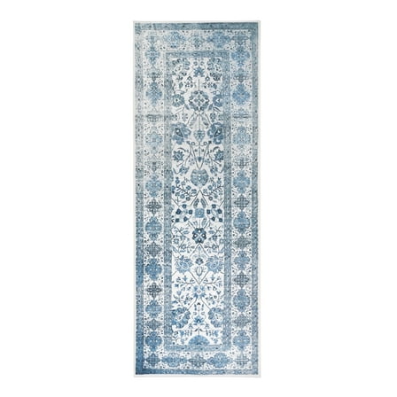 My Magic Carpet 2.5'x7' Machine Washable Non-Slip Kitchen Hallway Runner Rug - Lerik Blue
