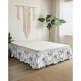 thumbnail image 2 of Blue White Floral Wrap Around Bed Skirts for Queen Bed 16" Drop,Bed Skirt with Adjustable Elastic Belt Dust Ruffle Bed Valance for Bedroom Hotel Luxury Botanical Garden Flowers Leaves Bed Frame Cover, 2 of 7