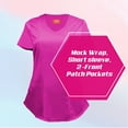 thumbnail image 4 of Natural Uniforms Women's Ultra Soft Stretch Mock Wrap Scrub Top 82011 (Hot Pink, Small), 4 of 7