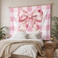thumbnail image 3 of Pink Floral Print Tapestry for Bedroom Wall Hanging Tapestry, Checkered Bow Rose Flower Gingham Ceiling Backdrop Tapestries Poster Blanket Wall Decor for Teens Room Living Room Dorm 39" x 59", 3 of 8