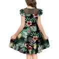 thumbnail image 3 of KISSMODA Girls Dress Casual Round Neck A Line Ruffle Sleeve Knee Length Dresses 4-13 Years, 3 of 4