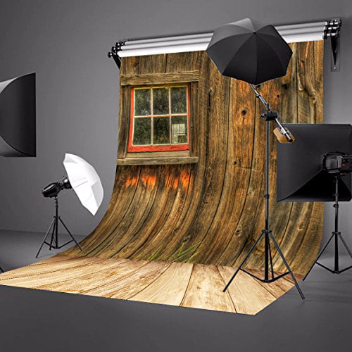 GoHeBe 5x7ft Rustic Barn Door Wall Background Wood Floor Photography Backdrop Studio Props Wall Backdrop Photo PB1127 