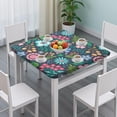 thumbnail image 3 of Pioneer Flower Floral Print Pattern Square Fitted Tablecloth with Elastic Edge,Square Table Cover,Washable Elastic Table Cover for Home Kitchen Party Decor 36"x36", 3 of 6