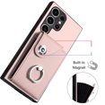 thumbnail image 3 of Wallet Case Compatible for Samsung Galaxy S24 Ultra with Card Holder, Rotation Finger Ring Kickstand Card Slots Case, Classic PU Leather Shockproof Magnetic Button Cover for Galaxy S24 Ultra, Pink, 3 of 7